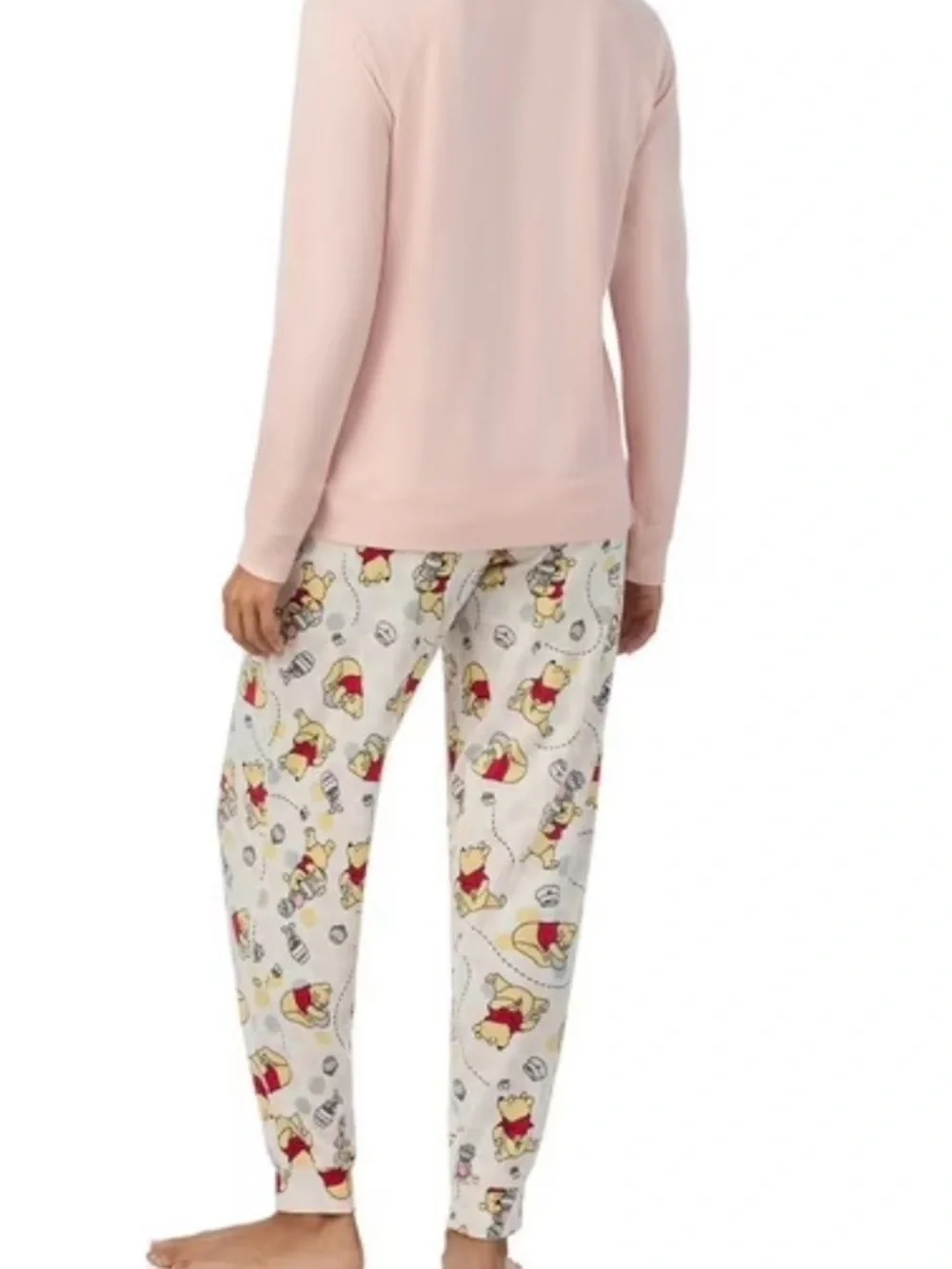 Women's Pink Winnie the Pooh Pajama Set - Cozy Long-Sleeve Top & Printed Joggers - Picture 2 of 5